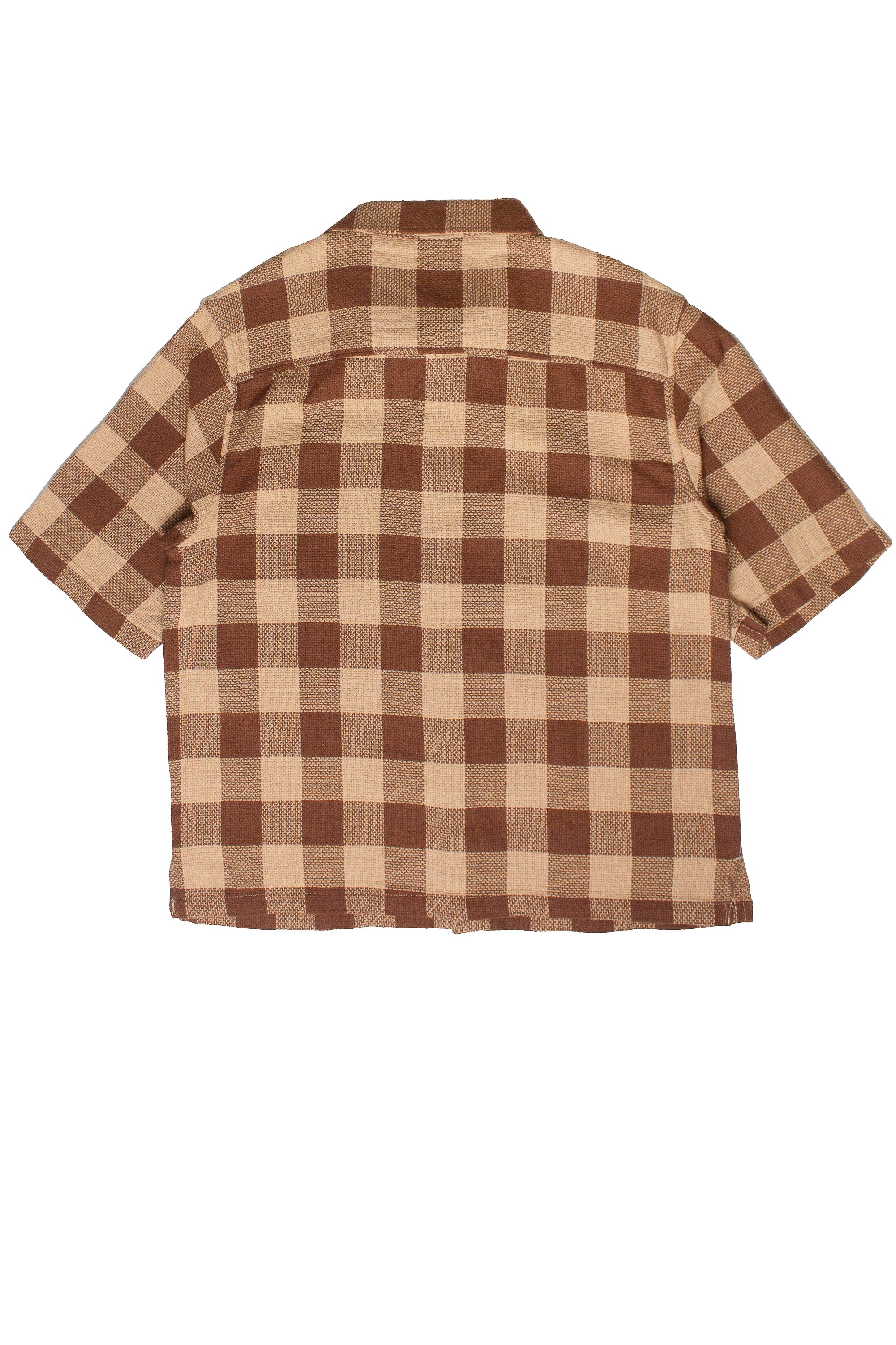 Brown Check Woven Knit Button Up Shirt