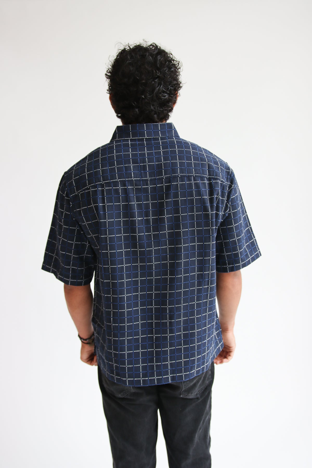 Grid Pattern Button Up Shirt
