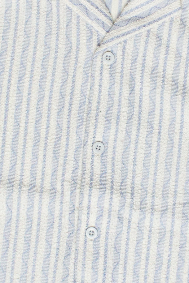 Boucle Stripe Textured Button Up Shirt - Light Blue