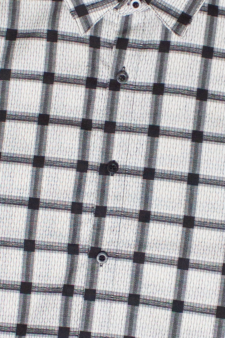 Checker Plaid Button Up Shirt - Black