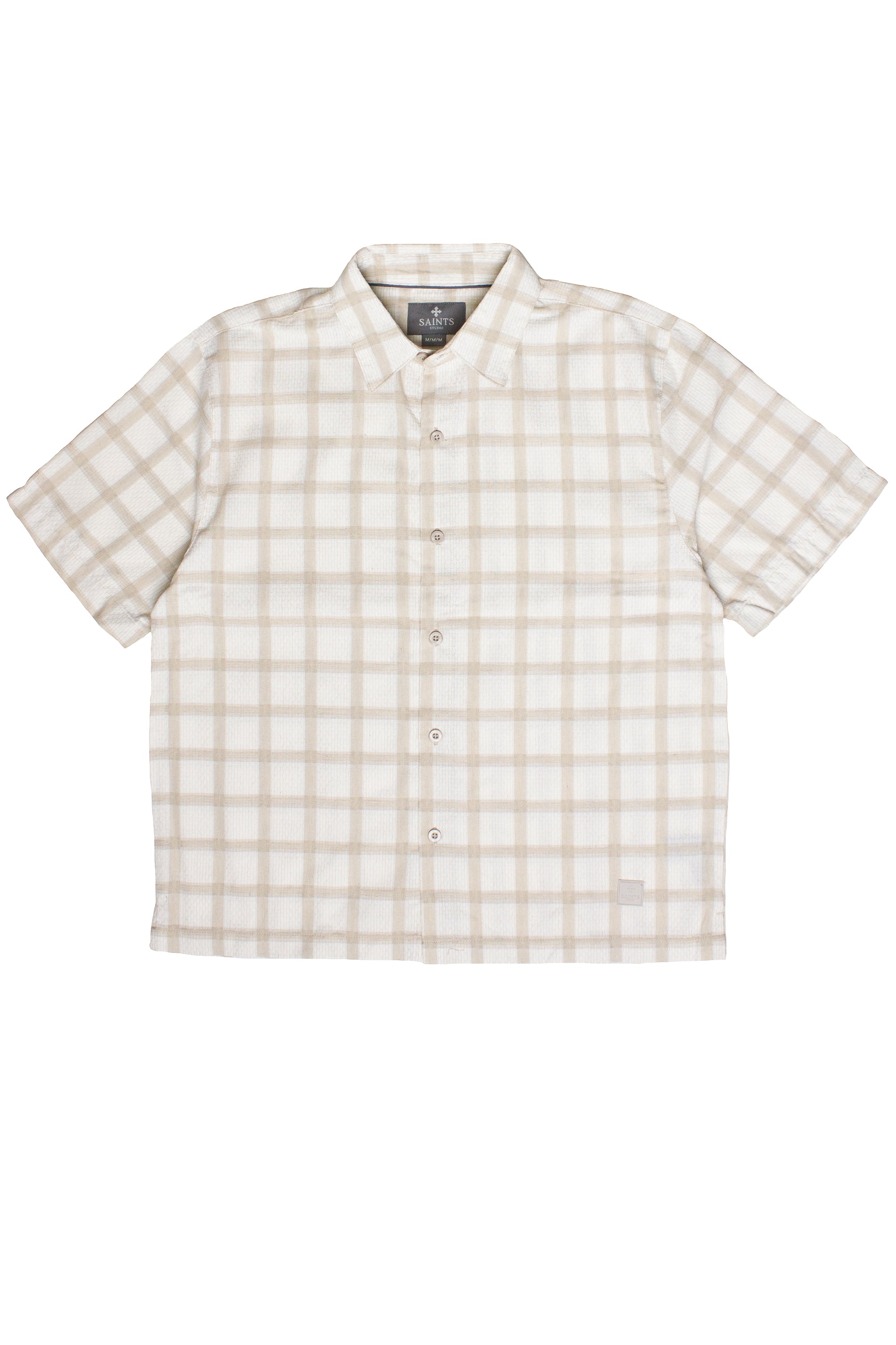 Checker Plaid Button Up Shirt - Beige