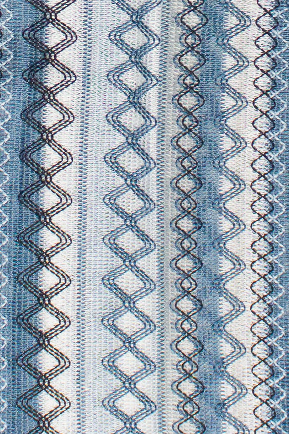 Zig Zag Woven Button Up Shirt - Blue