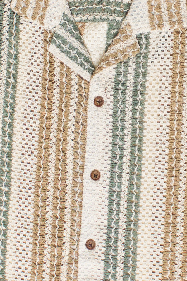 Crochet Striped Button Up Shirt