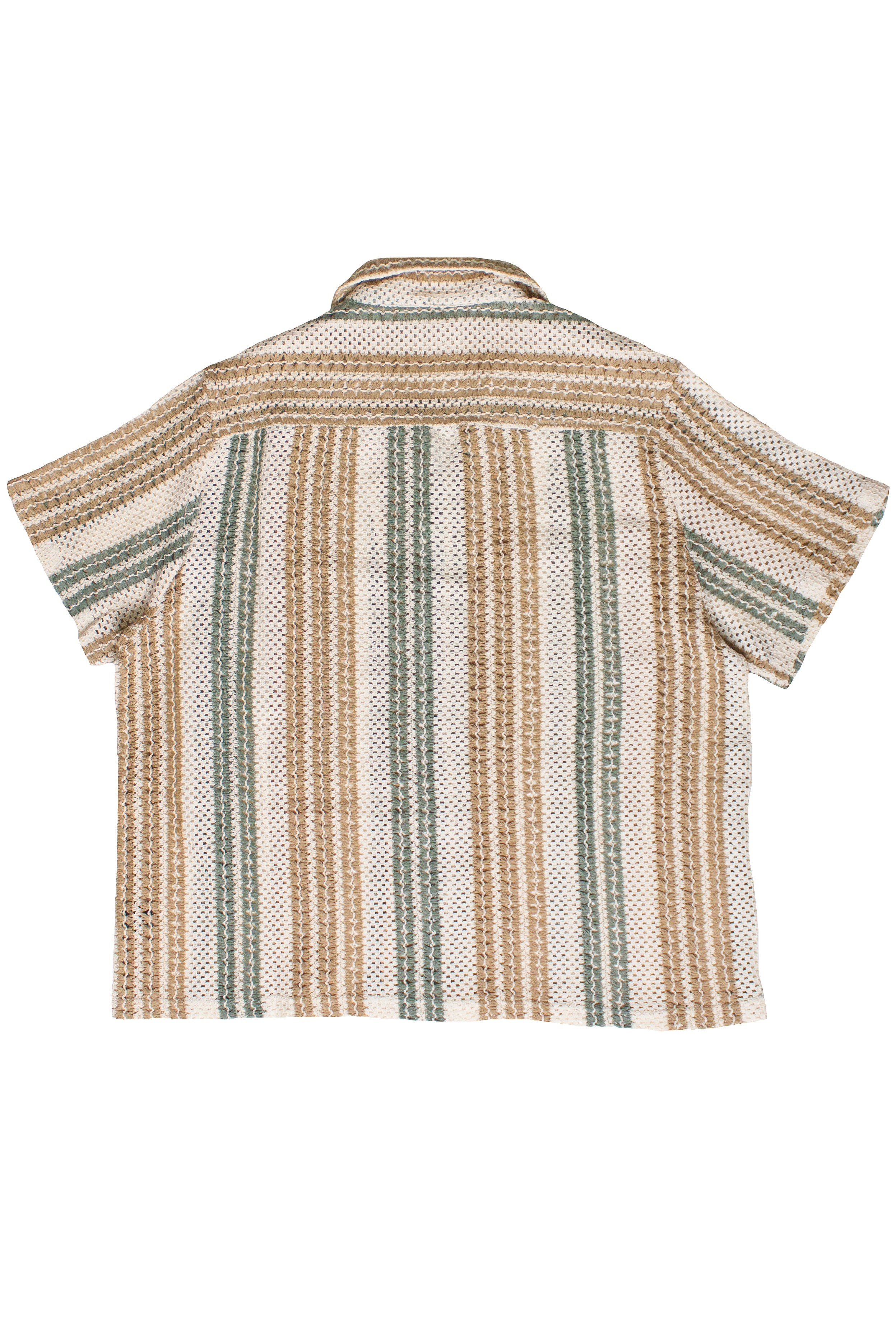 Crochet Striped Button Up Shirt