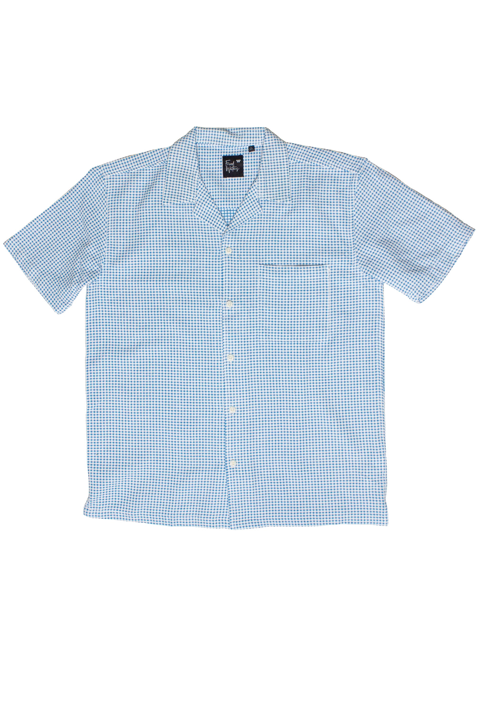 Weave Pattern Button Up Shirt - Blue