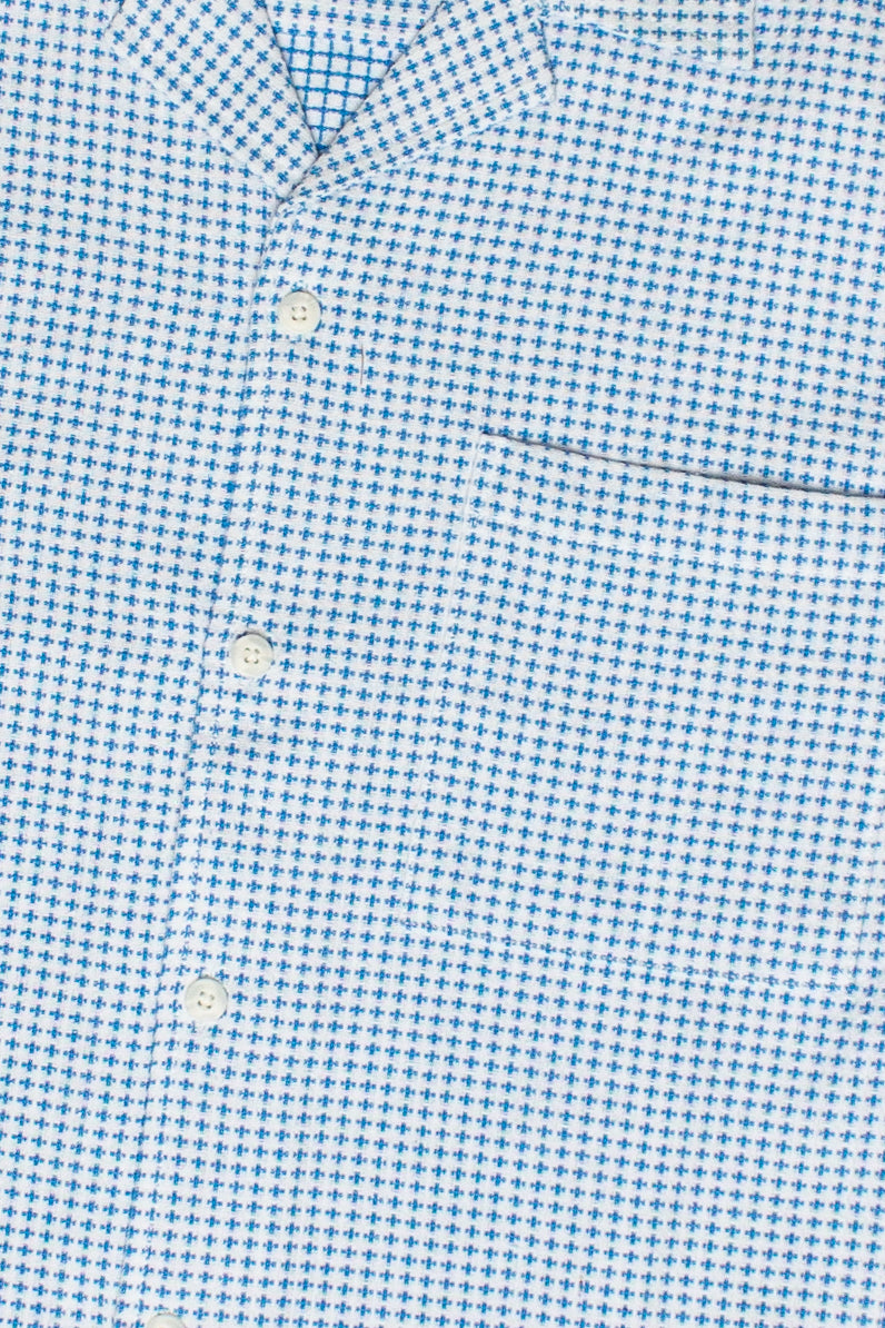 Weave Pattern Button Up Shirt - Blue