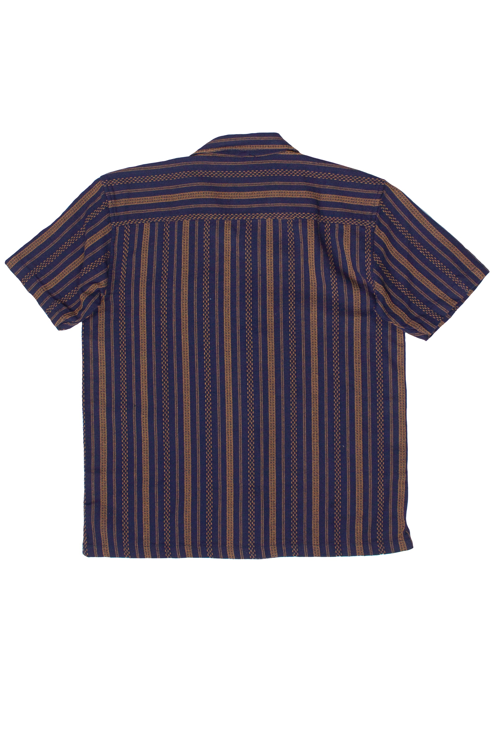 Embroidered Weave Striped Button Up Shirt