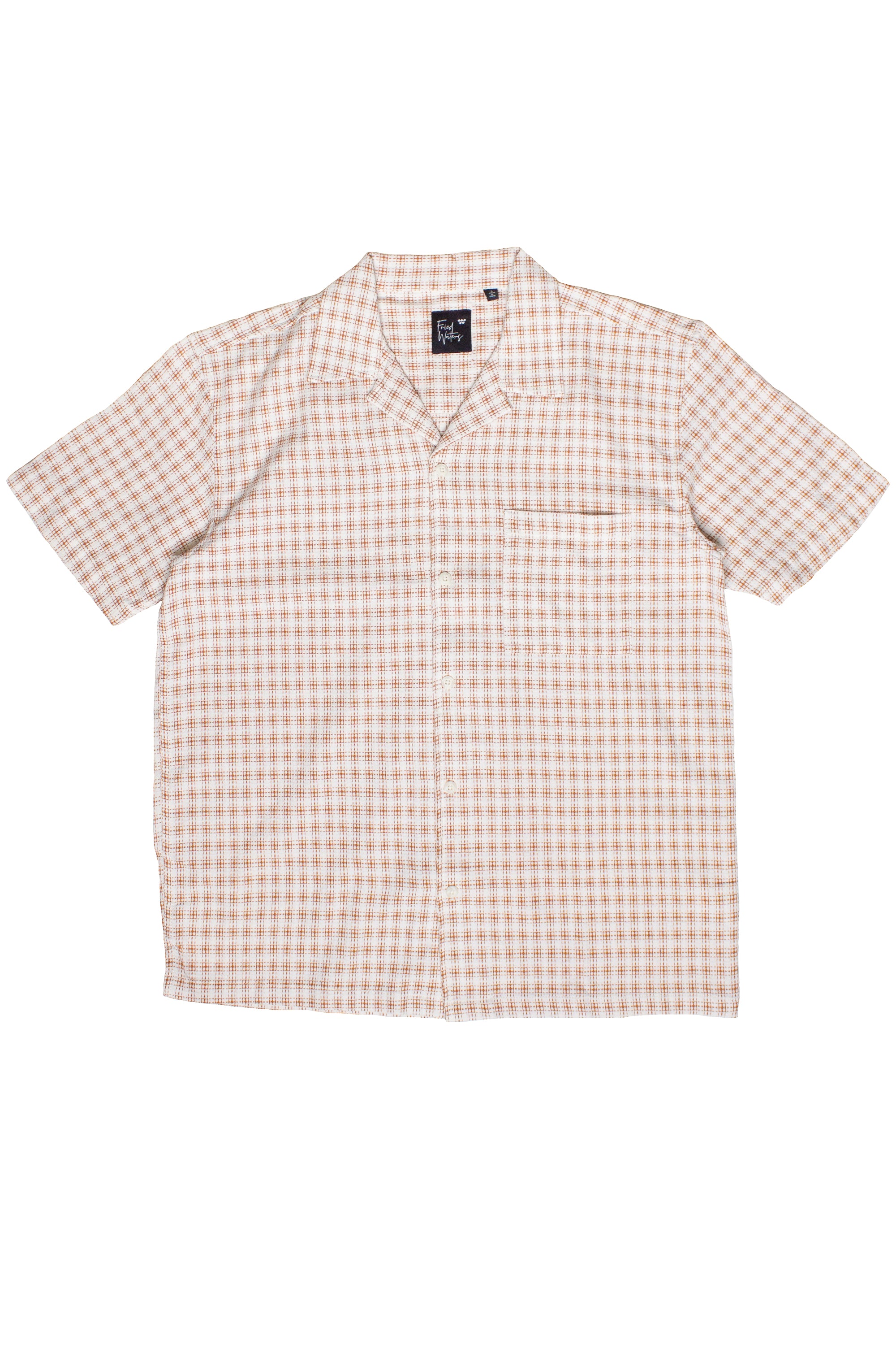 Weave Pattern Button Up Shirt - Amber