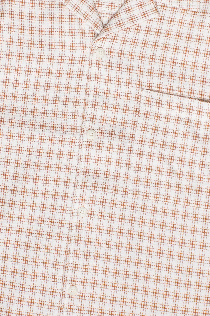 Weave Pattern Button Up Shirt - Amber