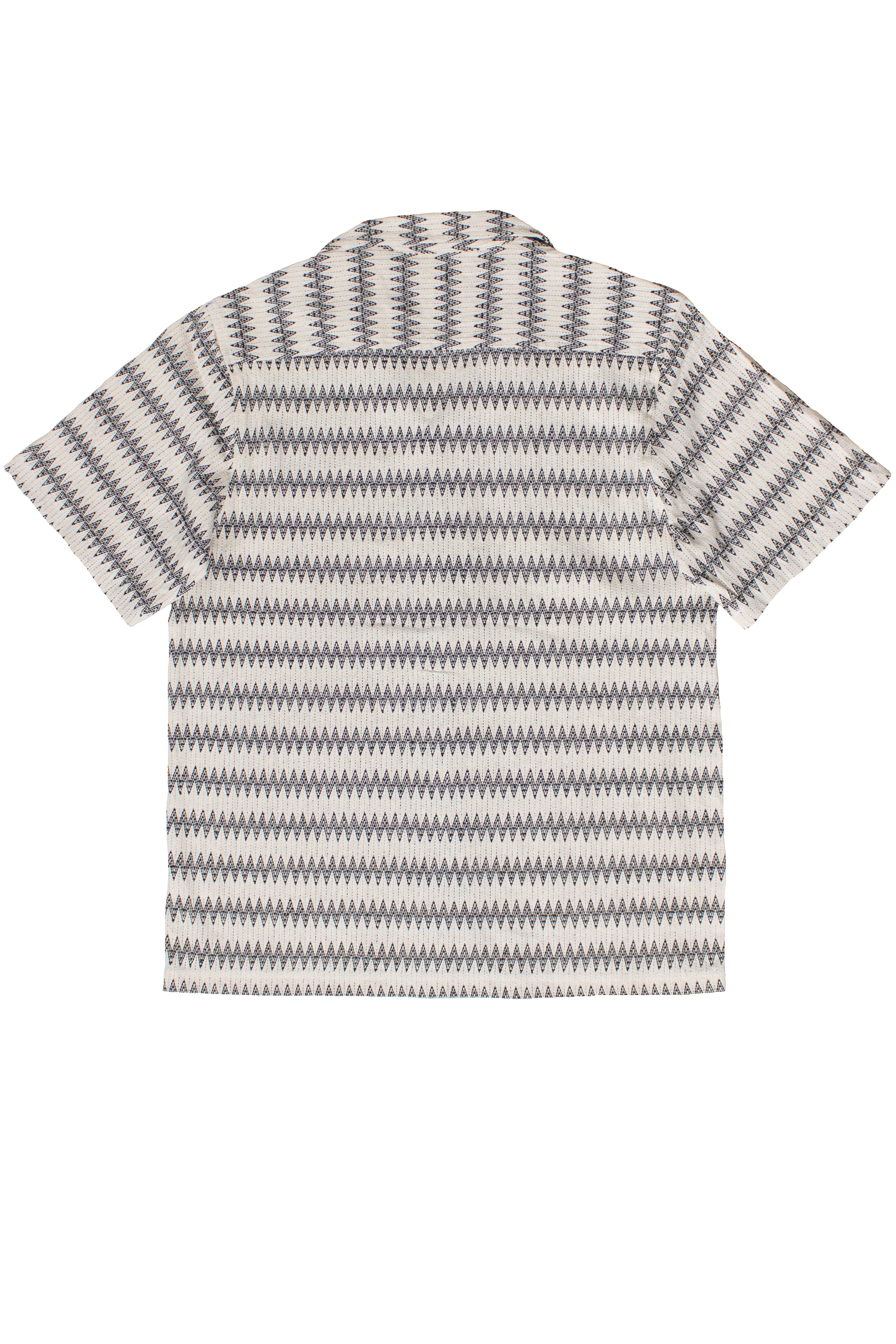 Woven Zig Zag Button Up Shirt - Black