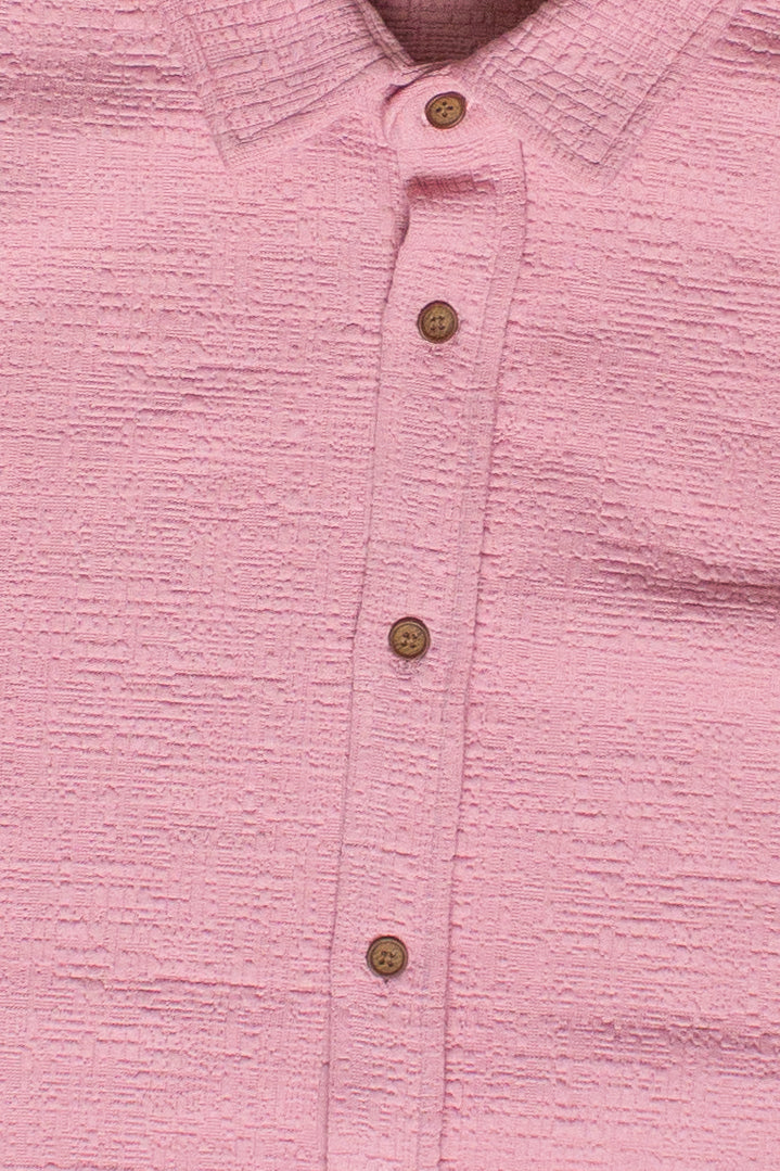 Textured Heavyweight Button Up Shirt - Pink