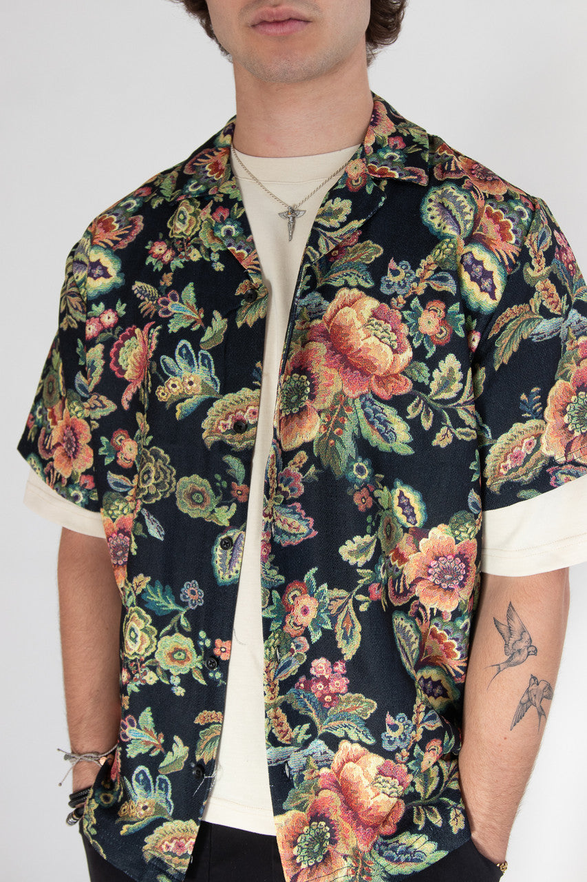 Tapestry Style Floral Button Up Shirt