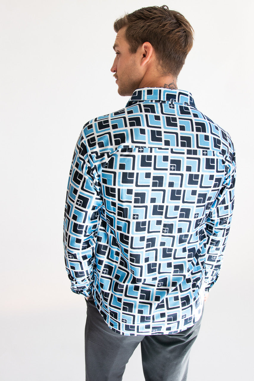 Mod 70's Square Long Sleeve Button Down Shirt