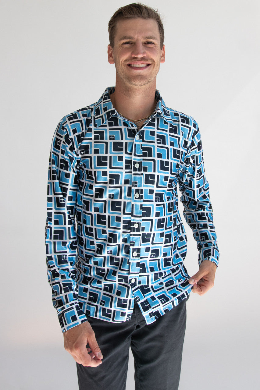 Mod 70's Square Long Sleeve Button Down Shirt