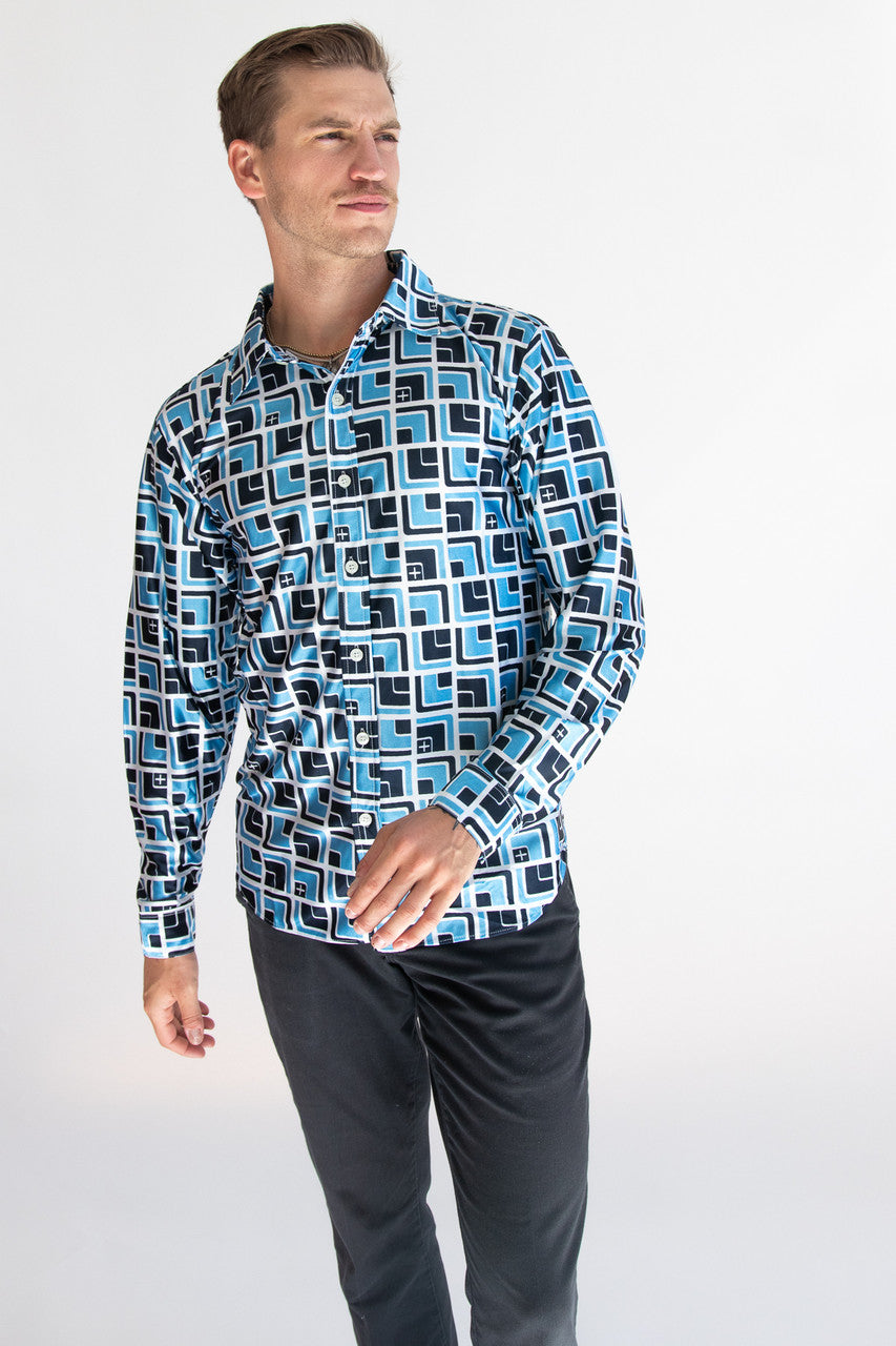 Mod 70's Square Long Sleeve Button Down Shirt