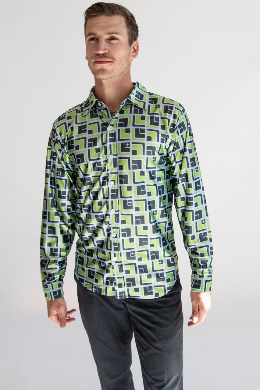 Mod 70's Square Long Sleeve Button Down Shirt