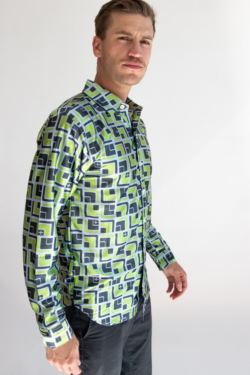 Mod 70's Square Long Sleeve Button Down Shirt