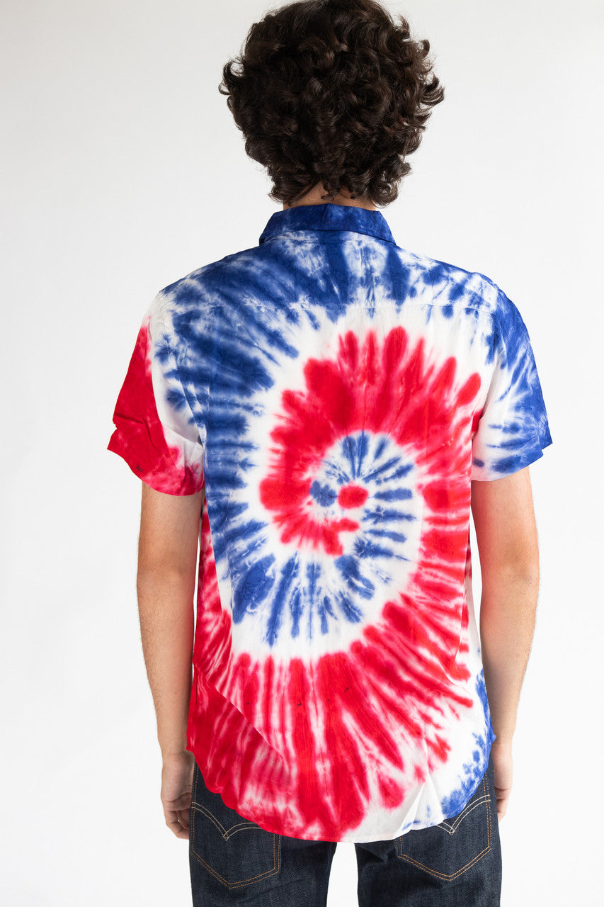 Rayon Tie Dye Button Up Shirt