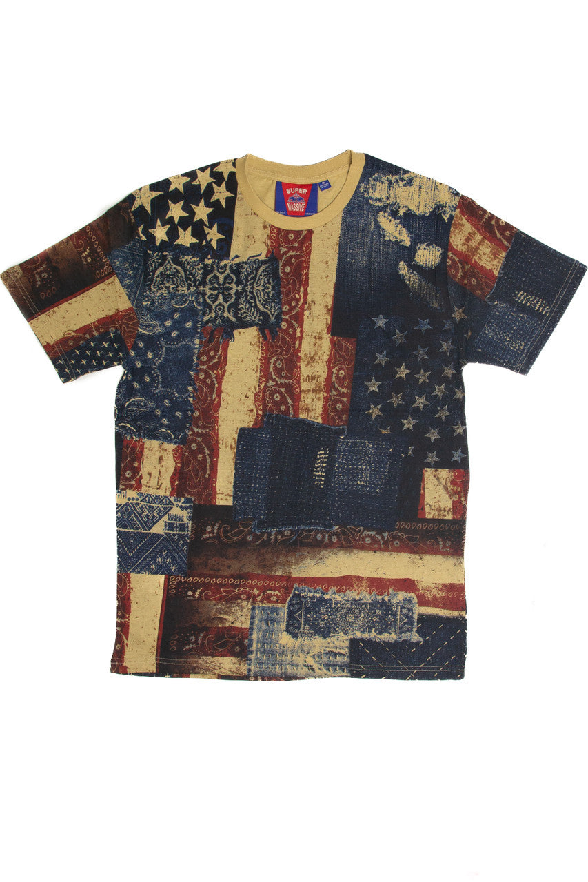 Patchwork Print Flag Shirt