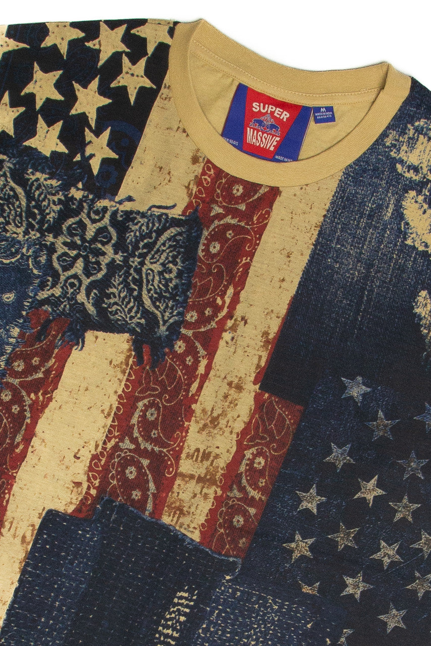 Patchwork Print Flag Shirt