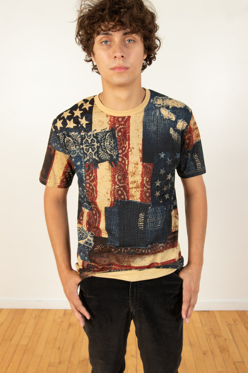 Patchwork Print Flag Shirt