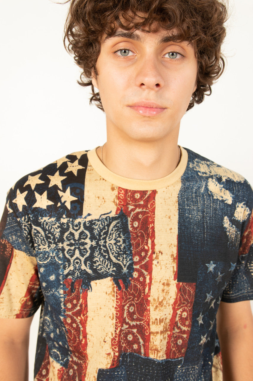 Patchwork Print Flag Shirt