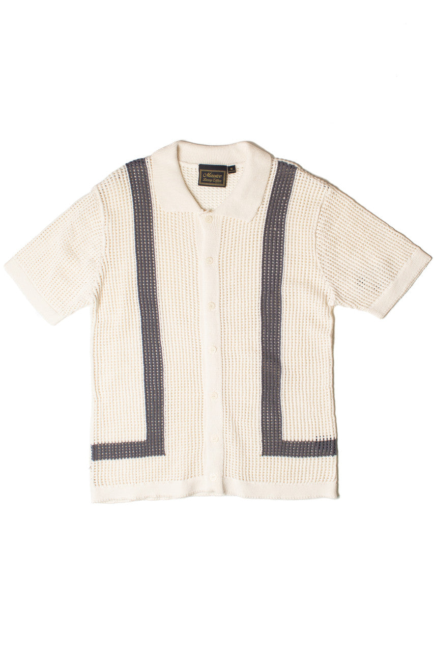 Crochet Bowling Style Button Up Shirt