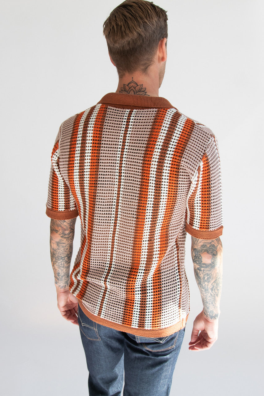 Warm Brown Crochet Button Up Shirt