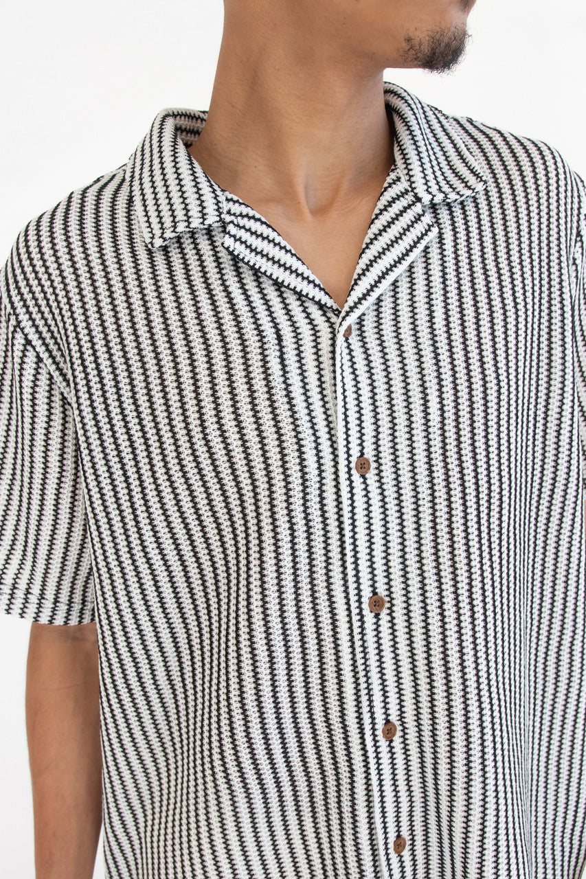 Mini Zigzag Knit Button Up Shirt