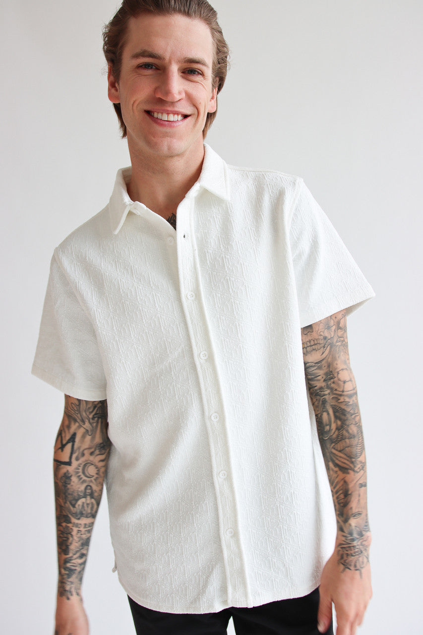 Heavyweight Textured Knit Button Up Shirt