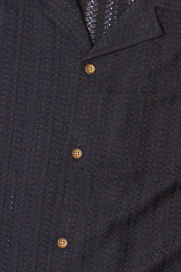 Lightweight Open Knit Button Up Shirt