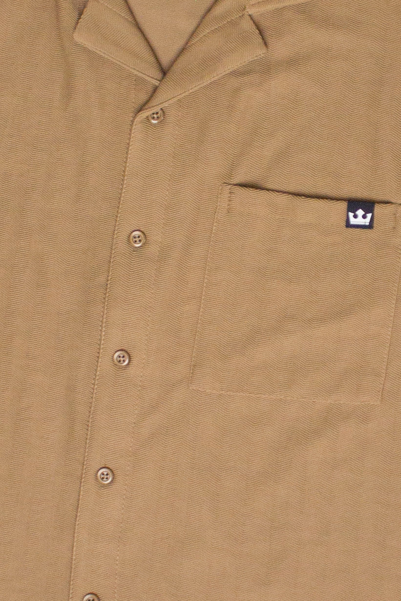 Micro Herringbone Knit Button Up Shirt