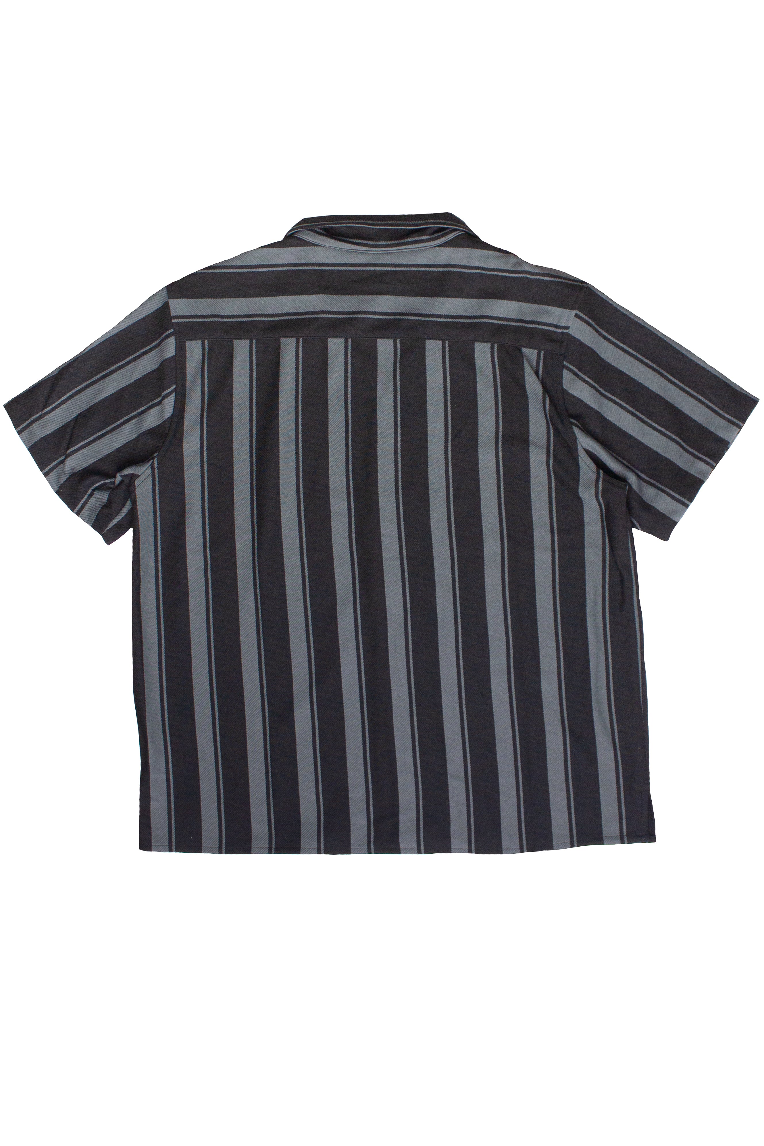 Vertical Striped Textured Button Up Shirt - Black