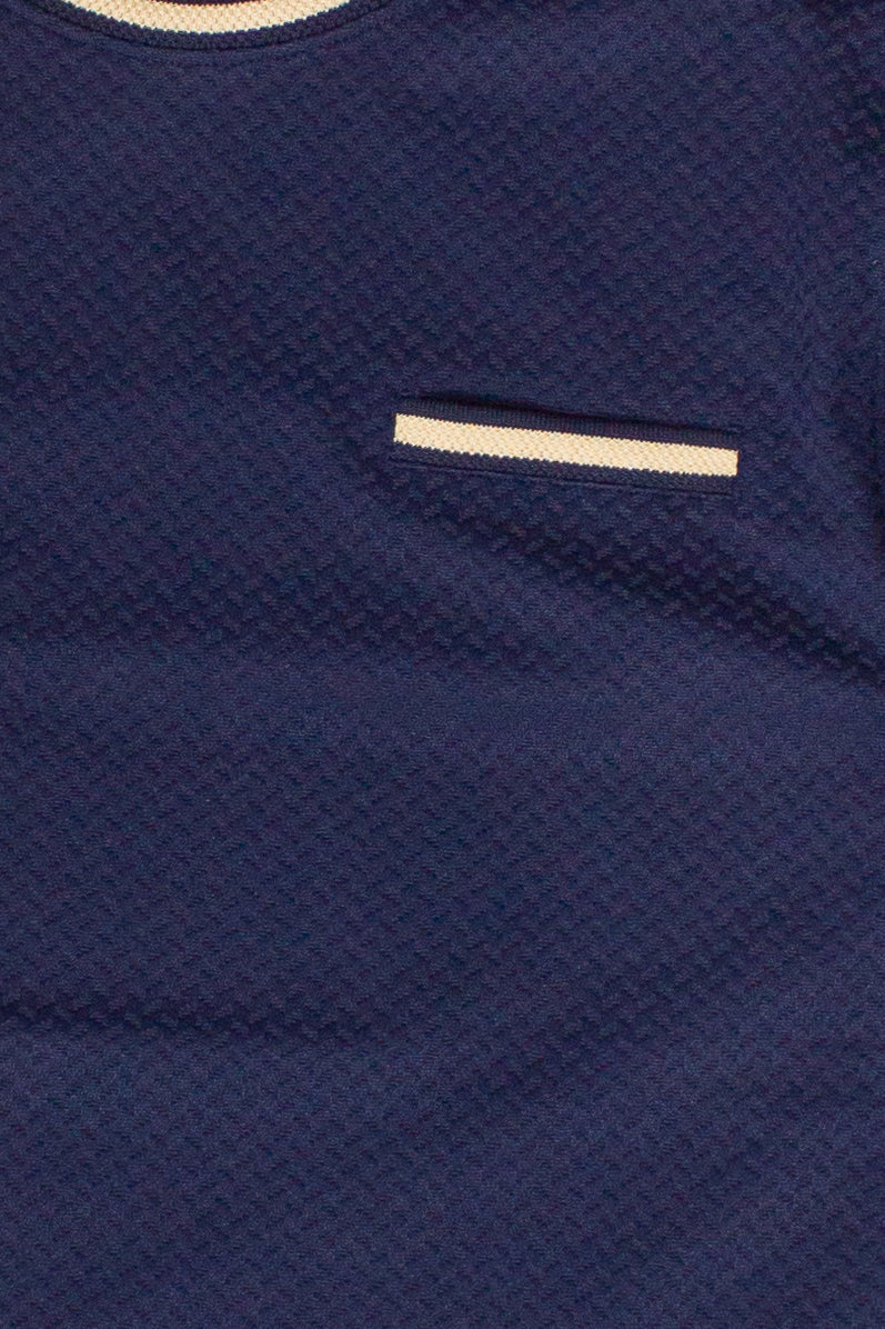 Textured Trim T-Shirt - Navy