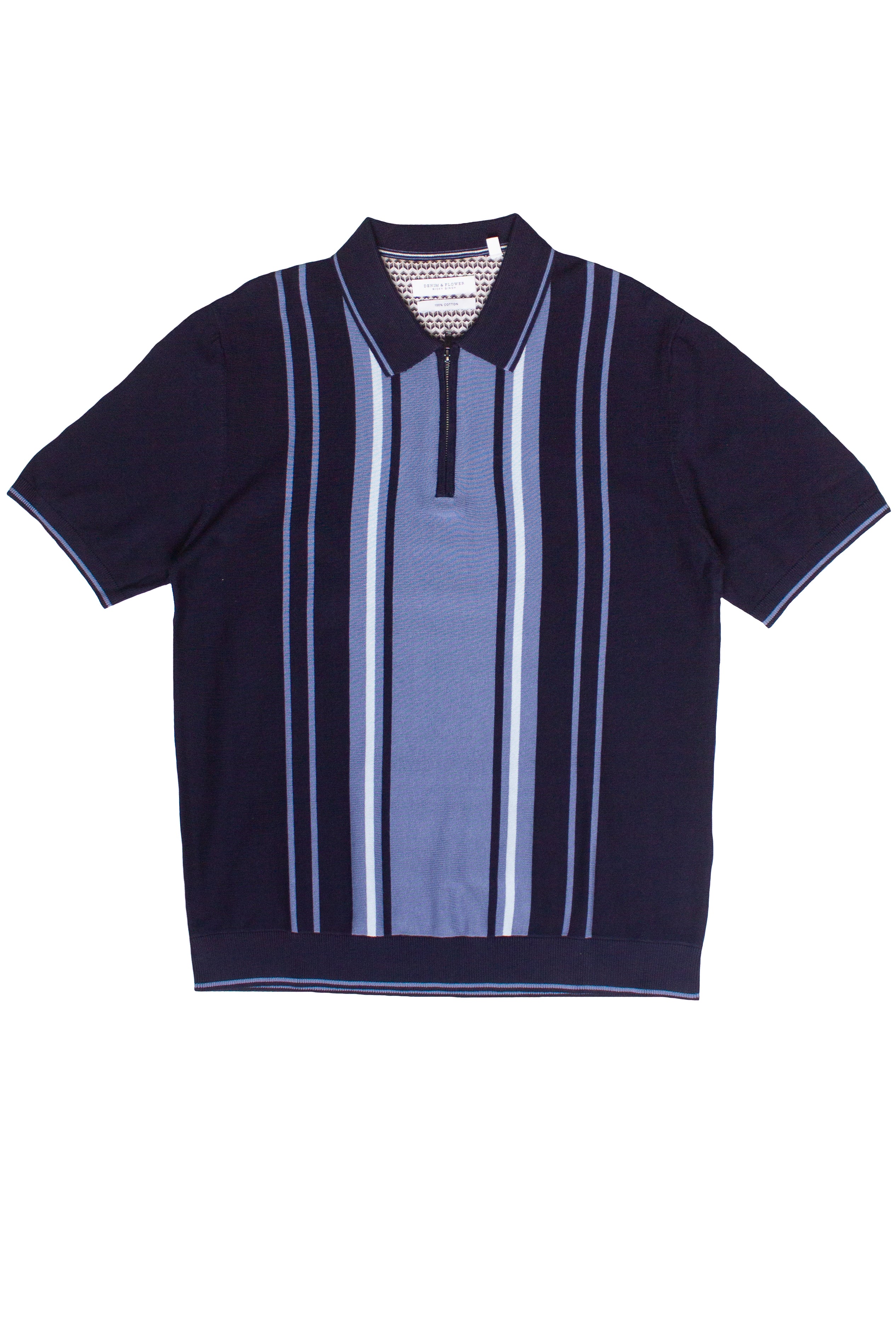 Striped Quarter Zip Knit Polo