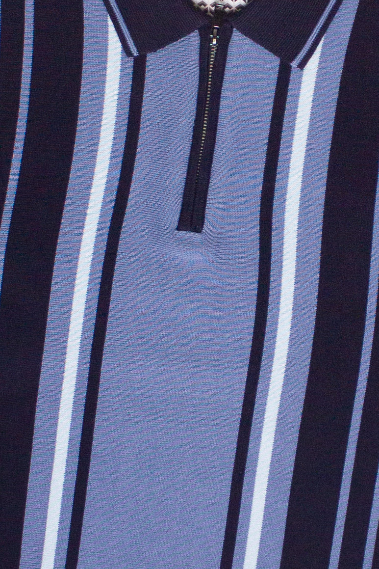 Striped Quarter Zip Knit Polo