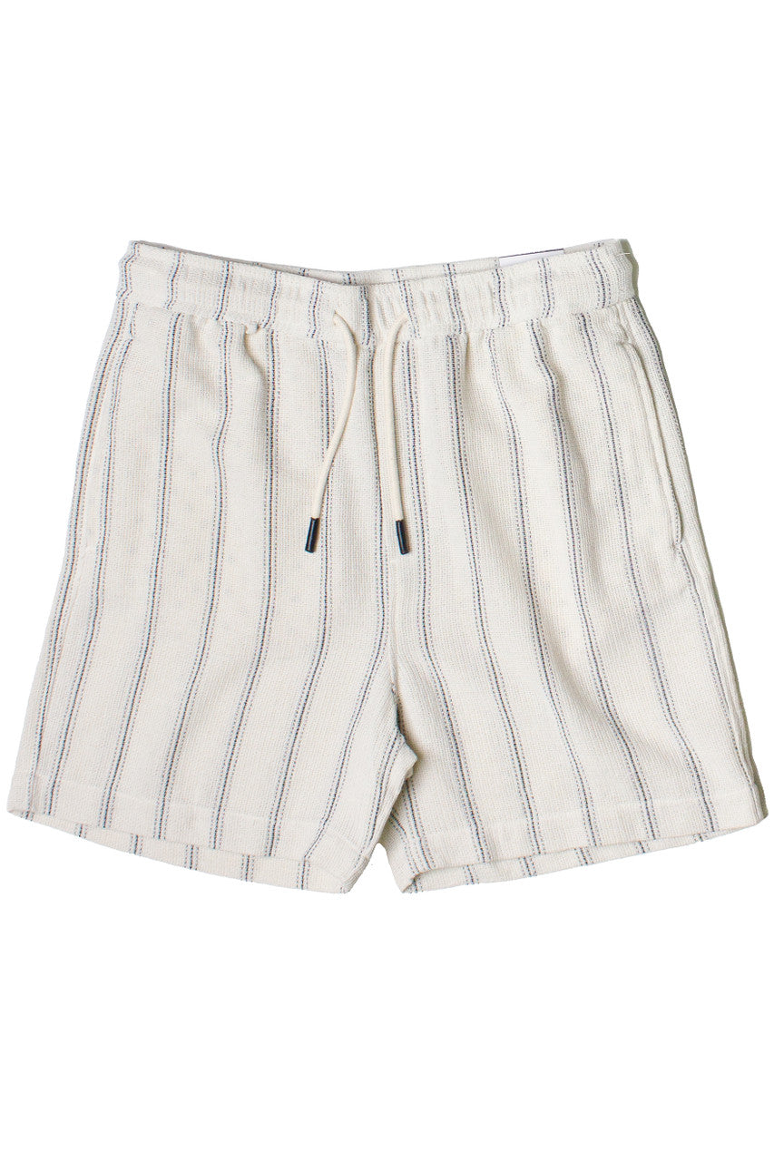 Black Striped Textured Woven Shorts