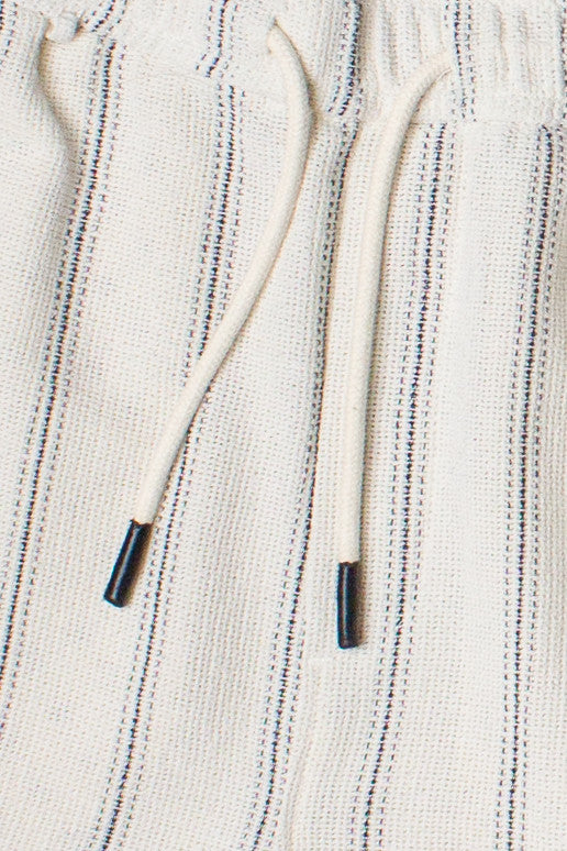 Black Striped Textured Woven Shorts