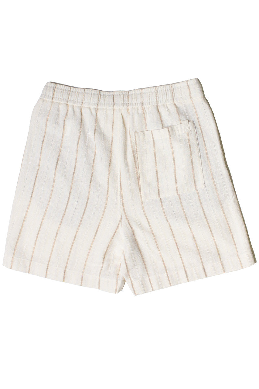 Khaki & White Striped Textured Shorts