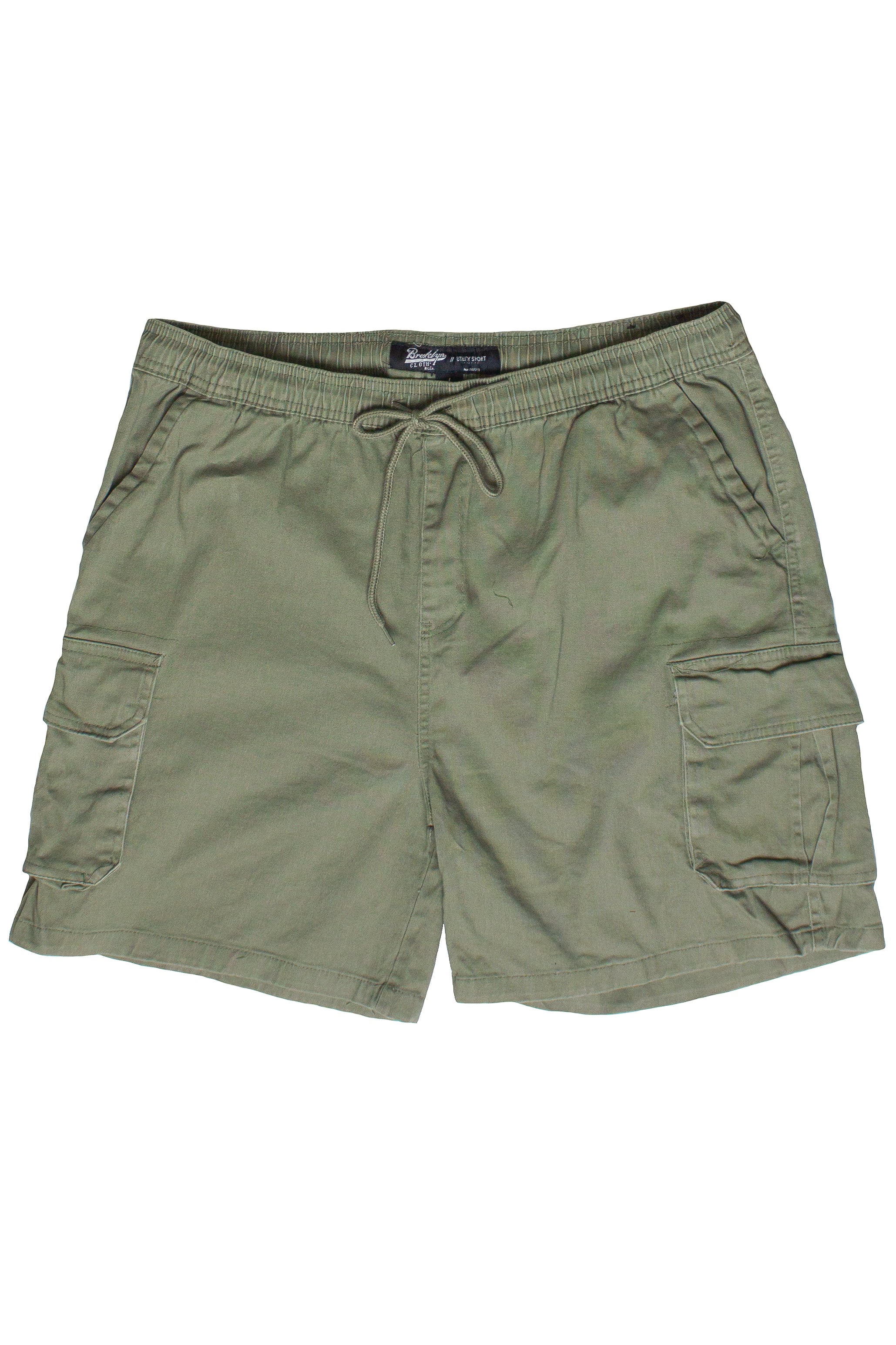 Drawstring Twill Cargo Shorts - Army Green