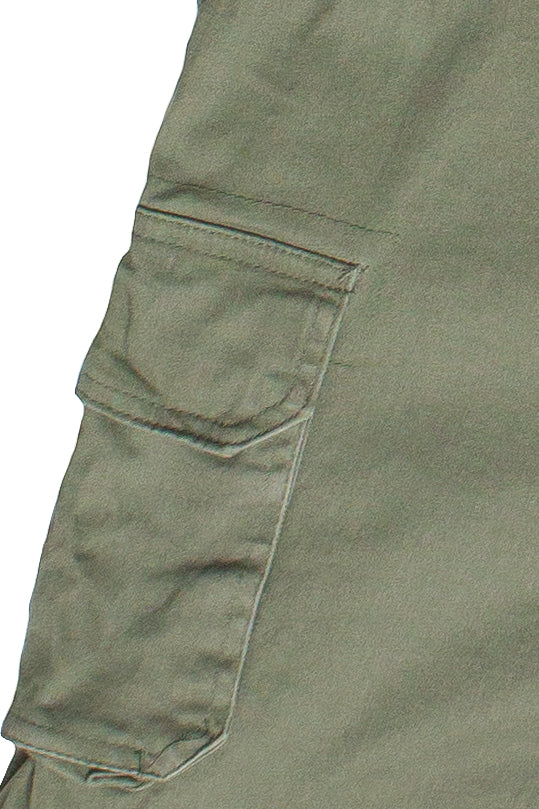 Drawstring Twill Cargo Shorts - Army Green