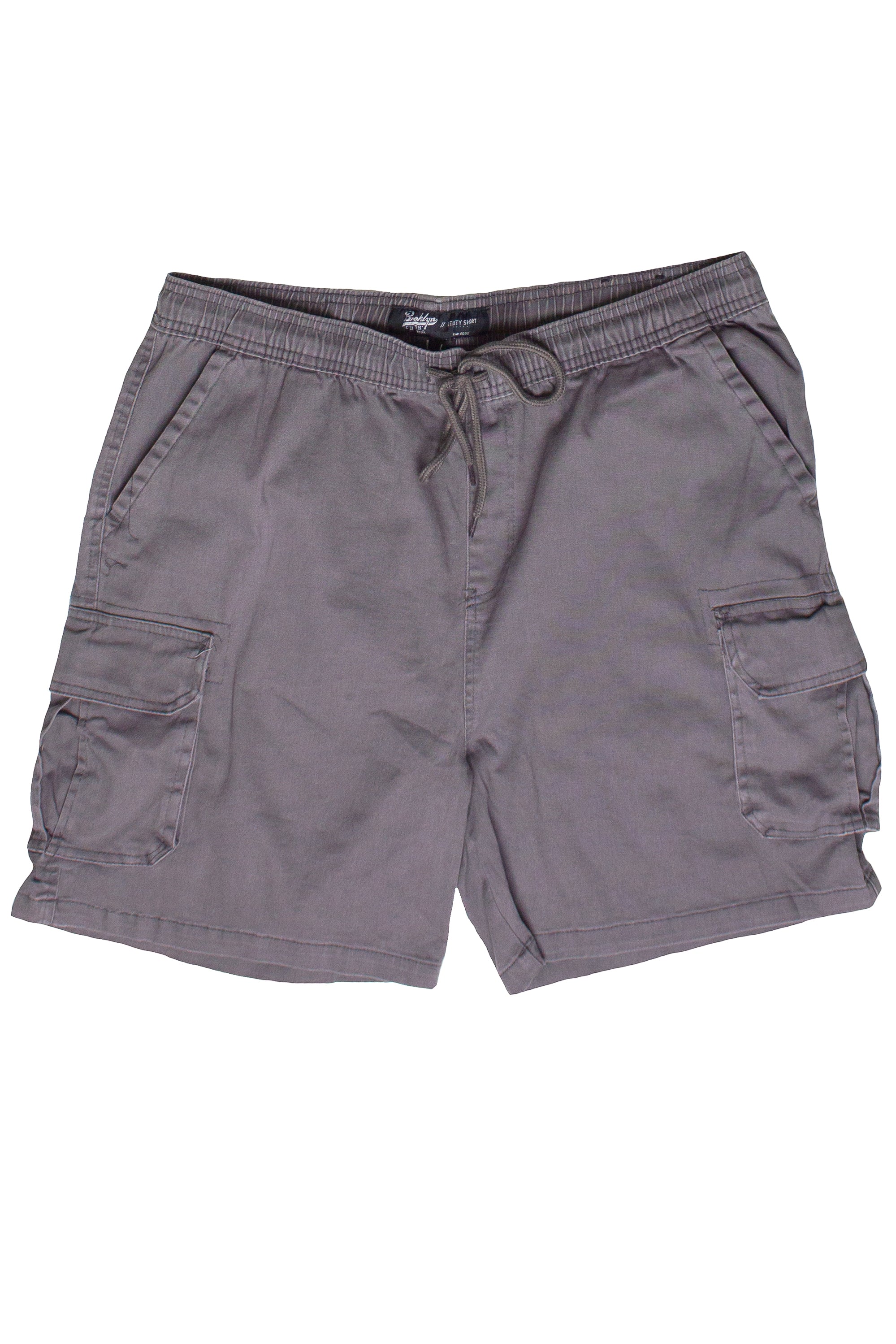 Drawstring Twill Cargo Shorts - Gray