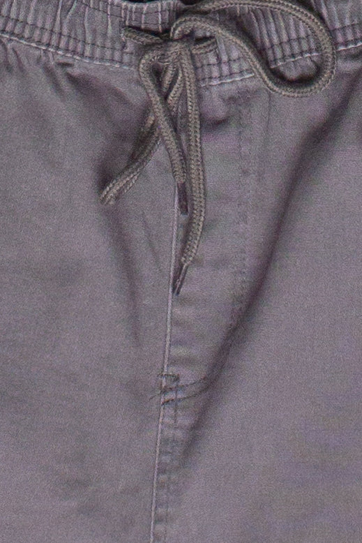 Drawstring Twill Cargo Shorts - Gray