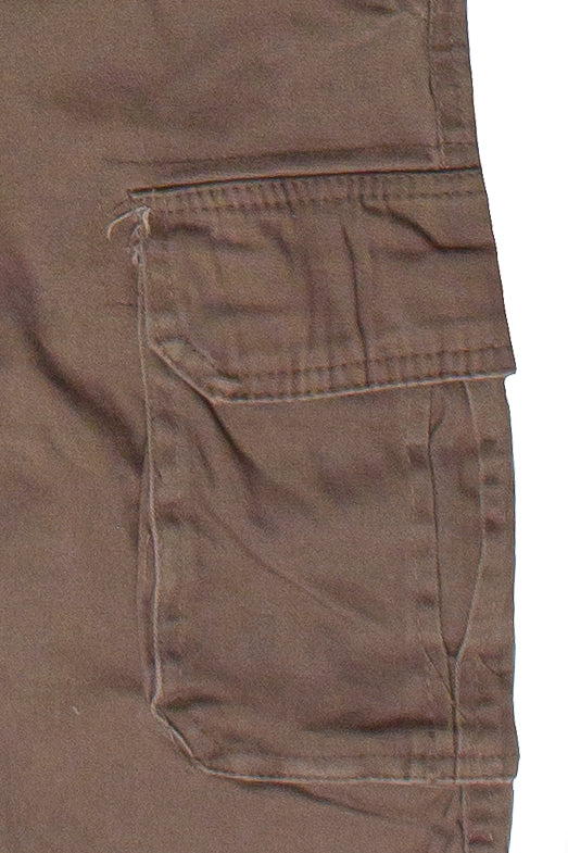 Drawstring Twill Cargo Shorts - Brown
