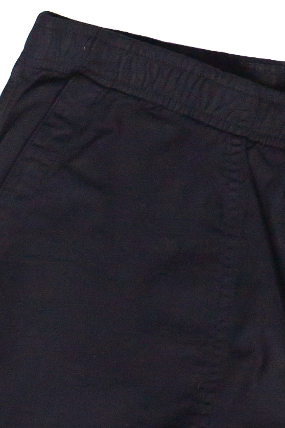 Linen Cotton Blend Pull On Shorts - Black