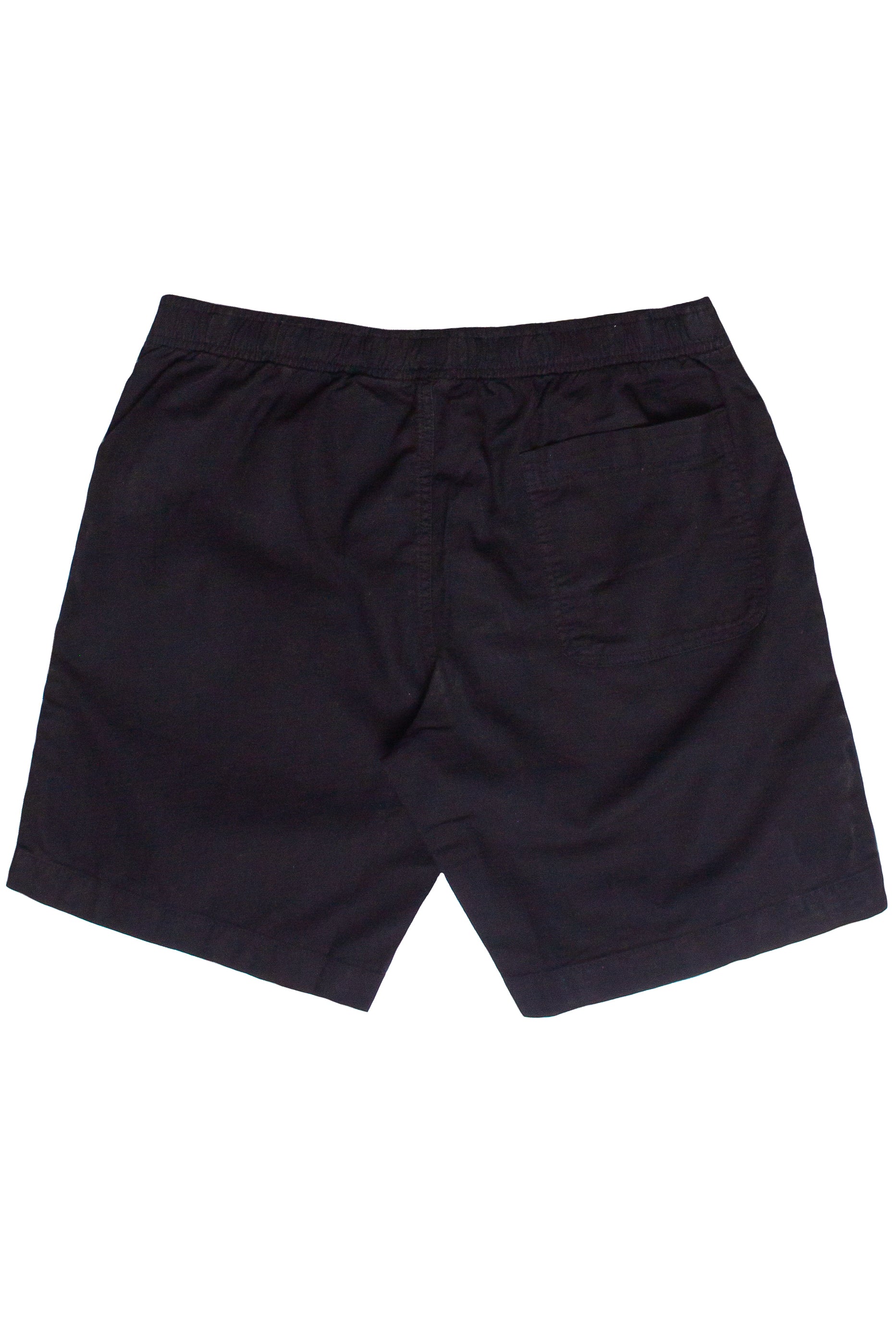 Linen Cotton Blend Pull On Shorts - Black
