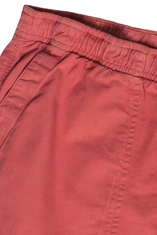 Linen Cotton Blend Pull On Shorts - Red