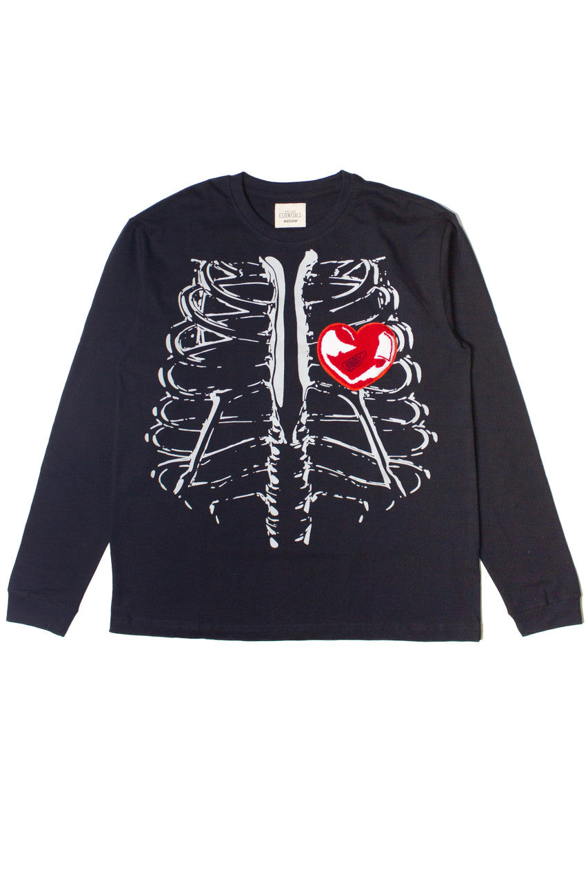 Heart Applique Ribcage Long Sleeve Tee