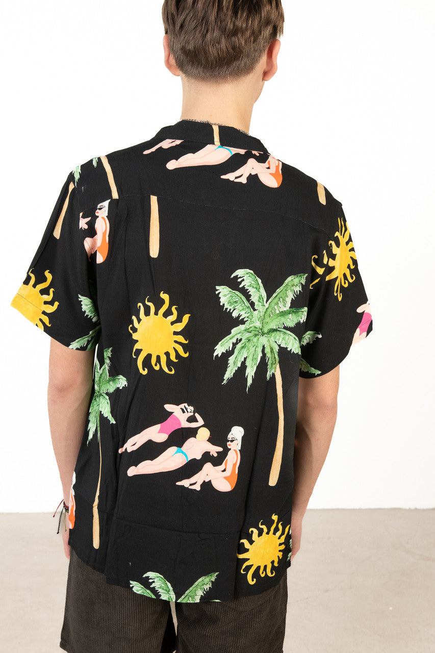 Beach Babes Black Hawaiian Shirt