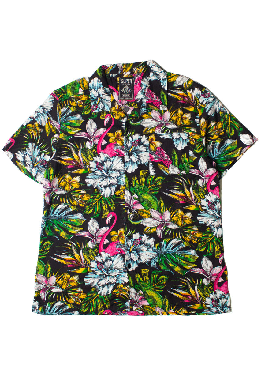 Midnight Flamingo Button Up Shirt